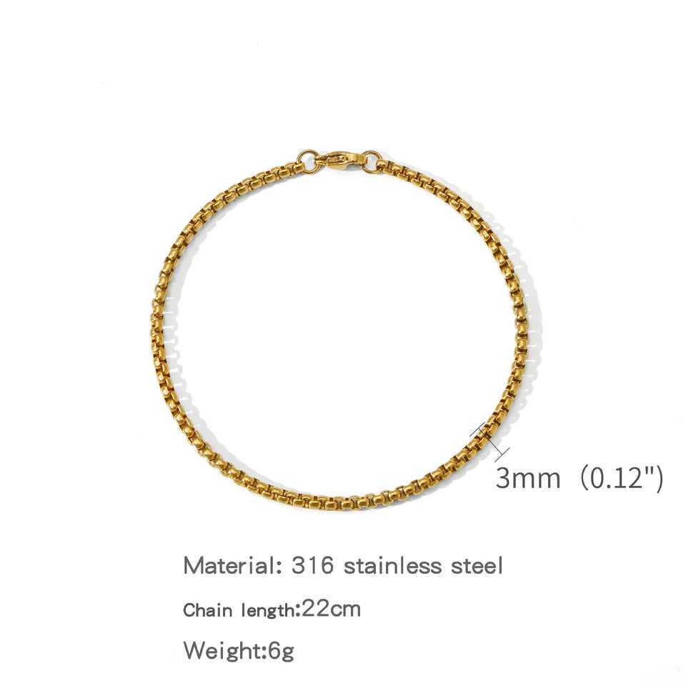 Stainless Steel Square Ball Chain Bracelet Men Titanium Steel Jewelry Hip-Hop Bracelet For Women Fashion Trend Accessories GifX240913
