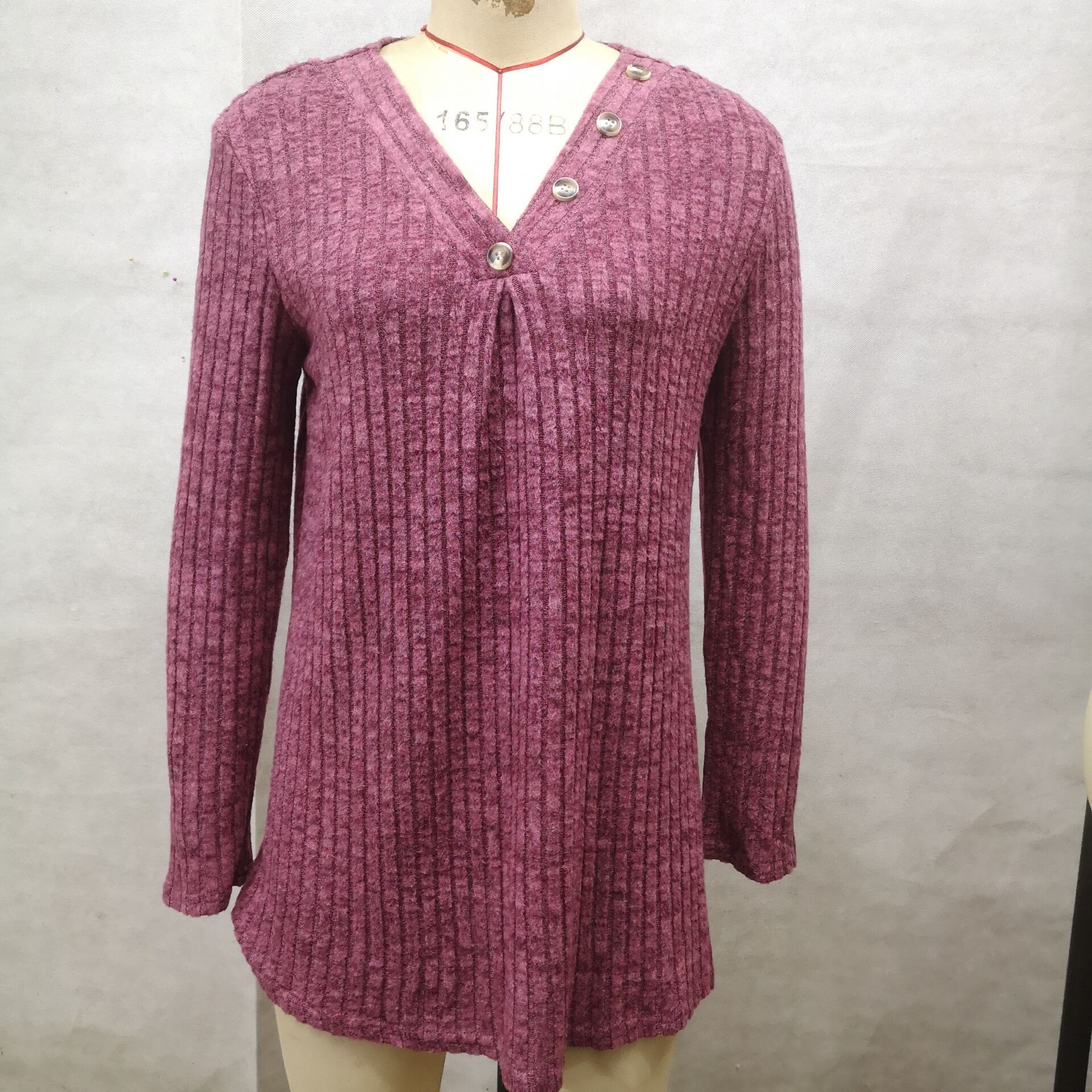 Women's autumn and winter new casual V-neck knitted sweater long sleeved top