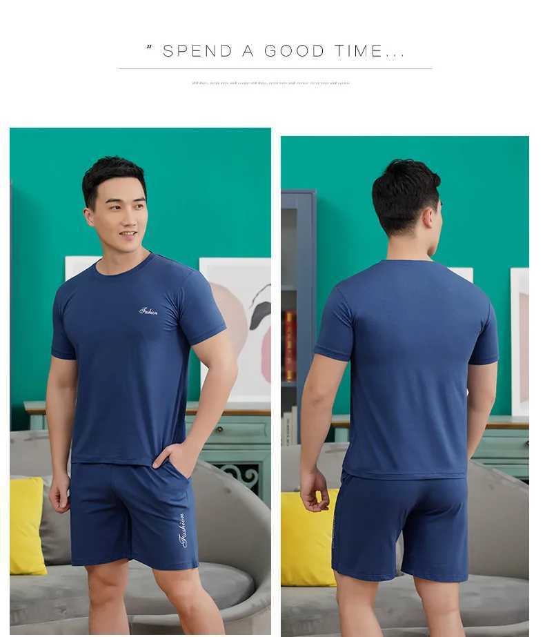 New Summer Modal Mens Pyjamas Boys Short-Sleeved Casual Homewear Summer Thin Section Of The Large Size Homewear Suit Y240913