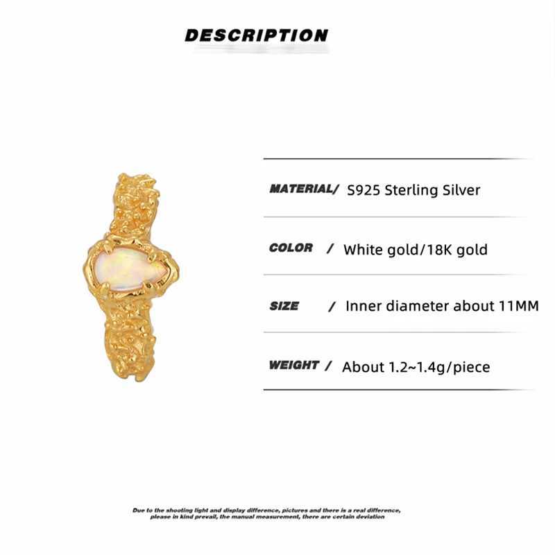 925 Sterling Silver Unique Design Opal Water Drop Ear Cuff Earrings For Women Girl Light Luxury Punk Ear Clip Party Jewelry GiftX240913