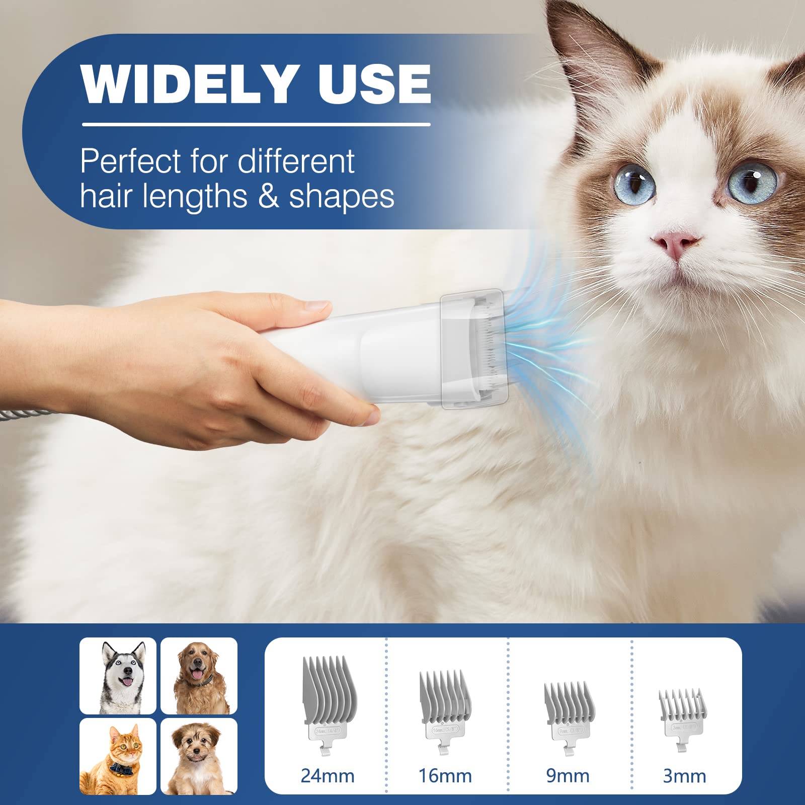 Ifurffy Dog Grooming Vacuum & Pet Grooming Kit with 2.3L Capacity Larger Pet Hair Dust Cup Dog Brush Vacuum for Shedding Pet Hair Vacuum Cleaner