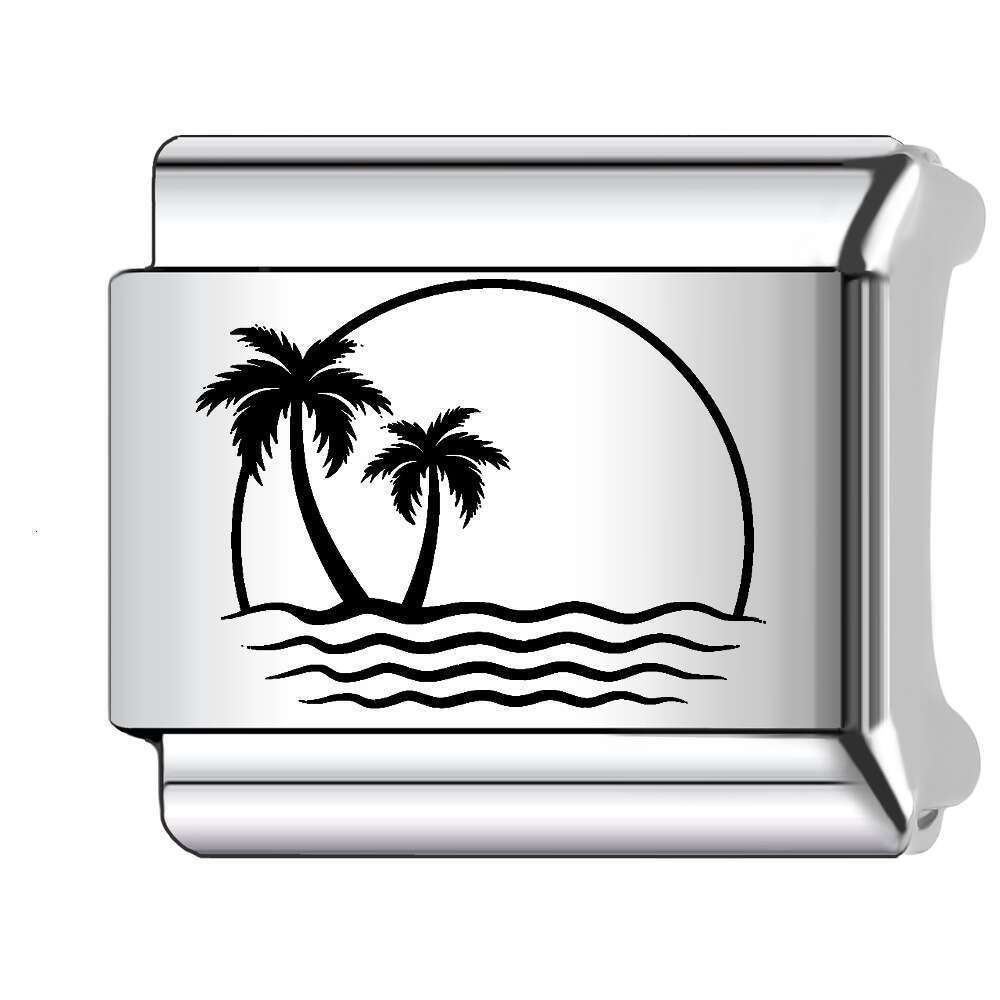 New Women's Gift summer Bead Italian Charms Links Bangle Beads Fit 9mm Stainless Steel Bracelet Making DIY For Women Fashion Jewelry