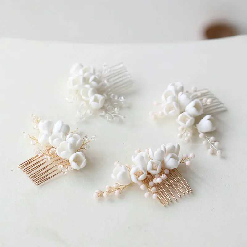 New arrival ceramic flower hair comb gorgeous crystal bridal wedding hair accessoriesX240913