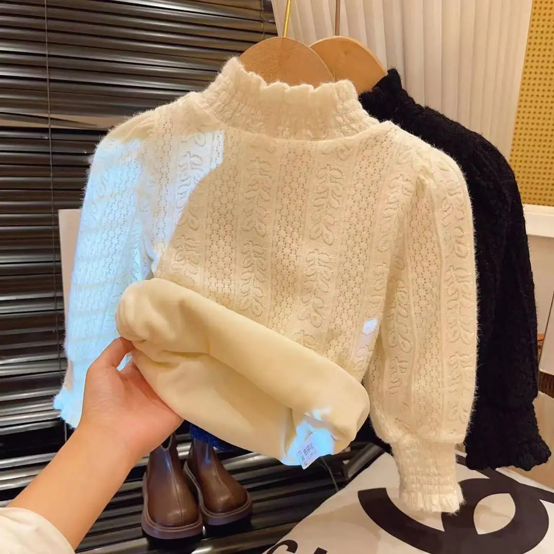 Winter Girls 2Pcs Plaid Cotton Padded Warm Sets Kids Tweed Autumn CardiganSkirt Fleece T-Shirt Birthday Girls Outfit Suits 240902