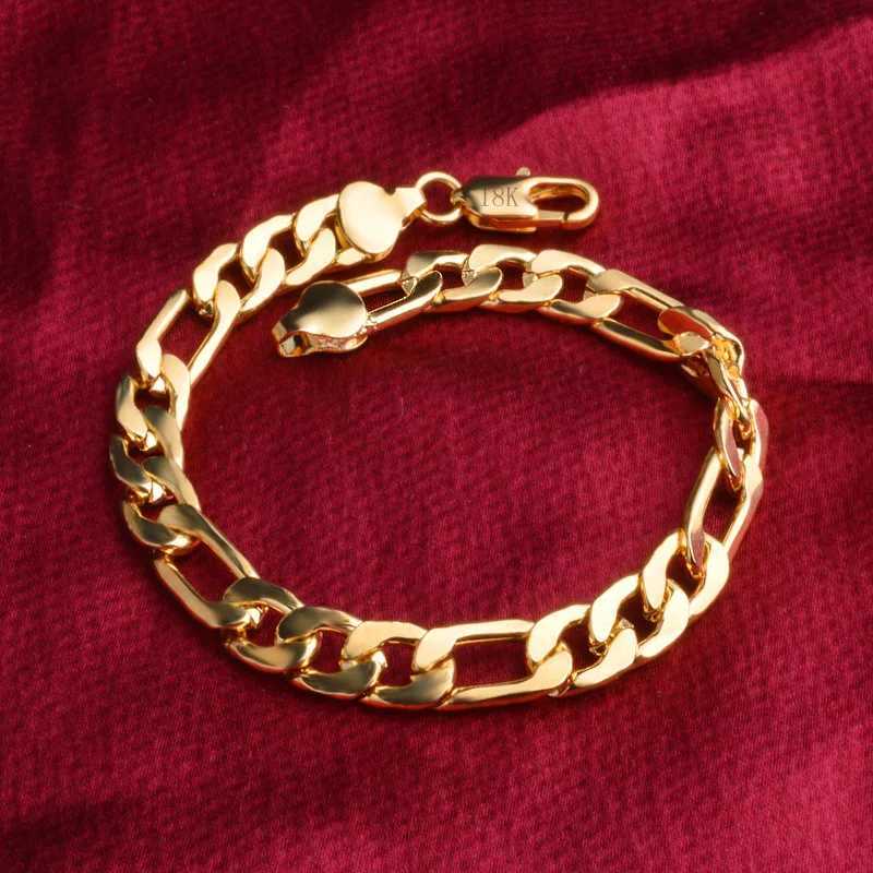 Hot classic 925 sterling Silver 18K gold color 8MM geometry Bracelets for man Women Fashion Party wedding Gifts fine JewelryX240913