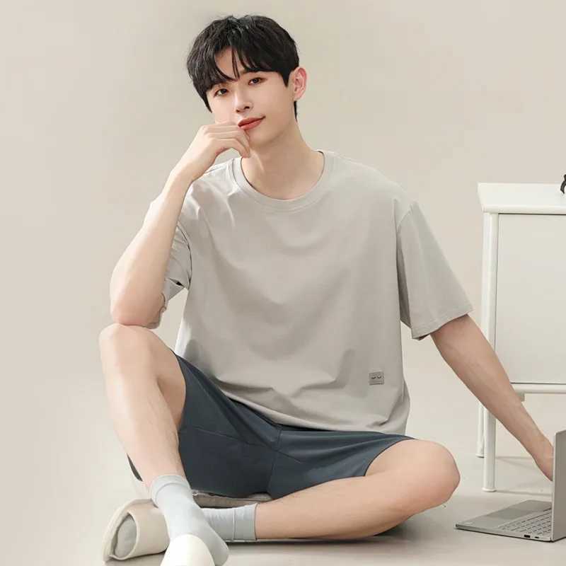 Two-Piece Summer Thin Modal Pajamas Mens Short-Sleeved Shorts Ice Silk Sense Homewear Suit Big Size L-4XL Sleepwear lounge set Y240913