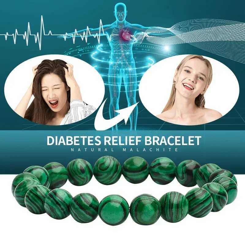6/8/10mm natural malachite bracelet womens natural stone bead bracelet round diabetes relief bracelet treatment jewelry W240913