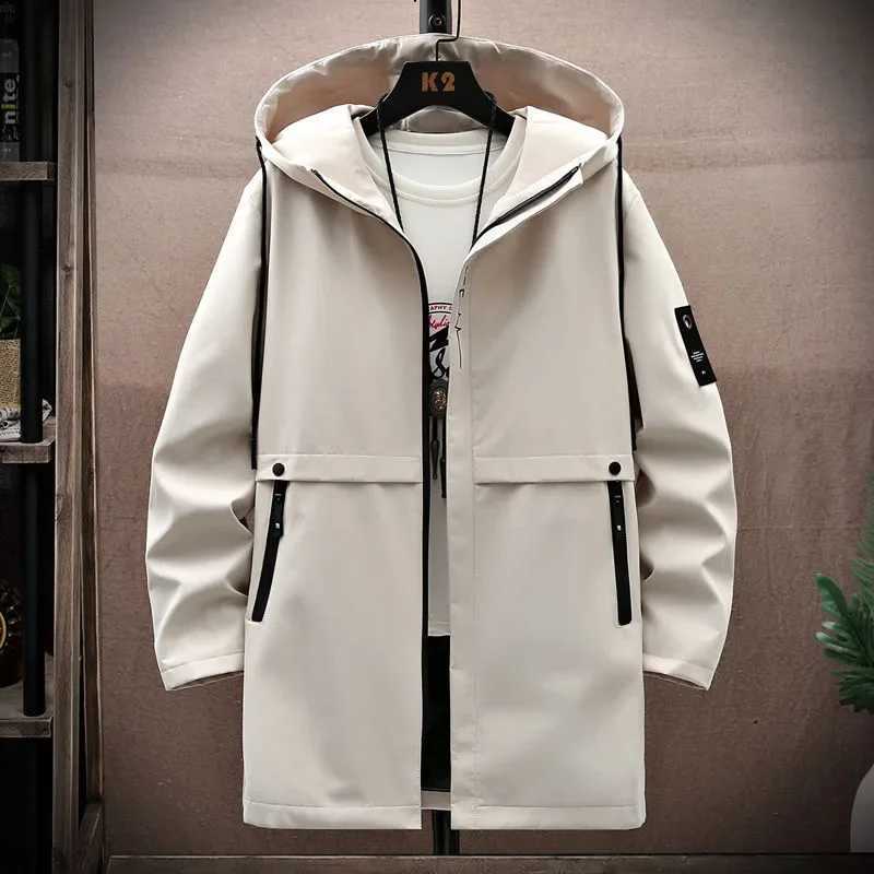 2024 Spring and Autumn New Fashion Trend In The Long Hooded Trench Coat Mens Casual Relaxed Comfortable Waterproof Coat M-5XL Y240913