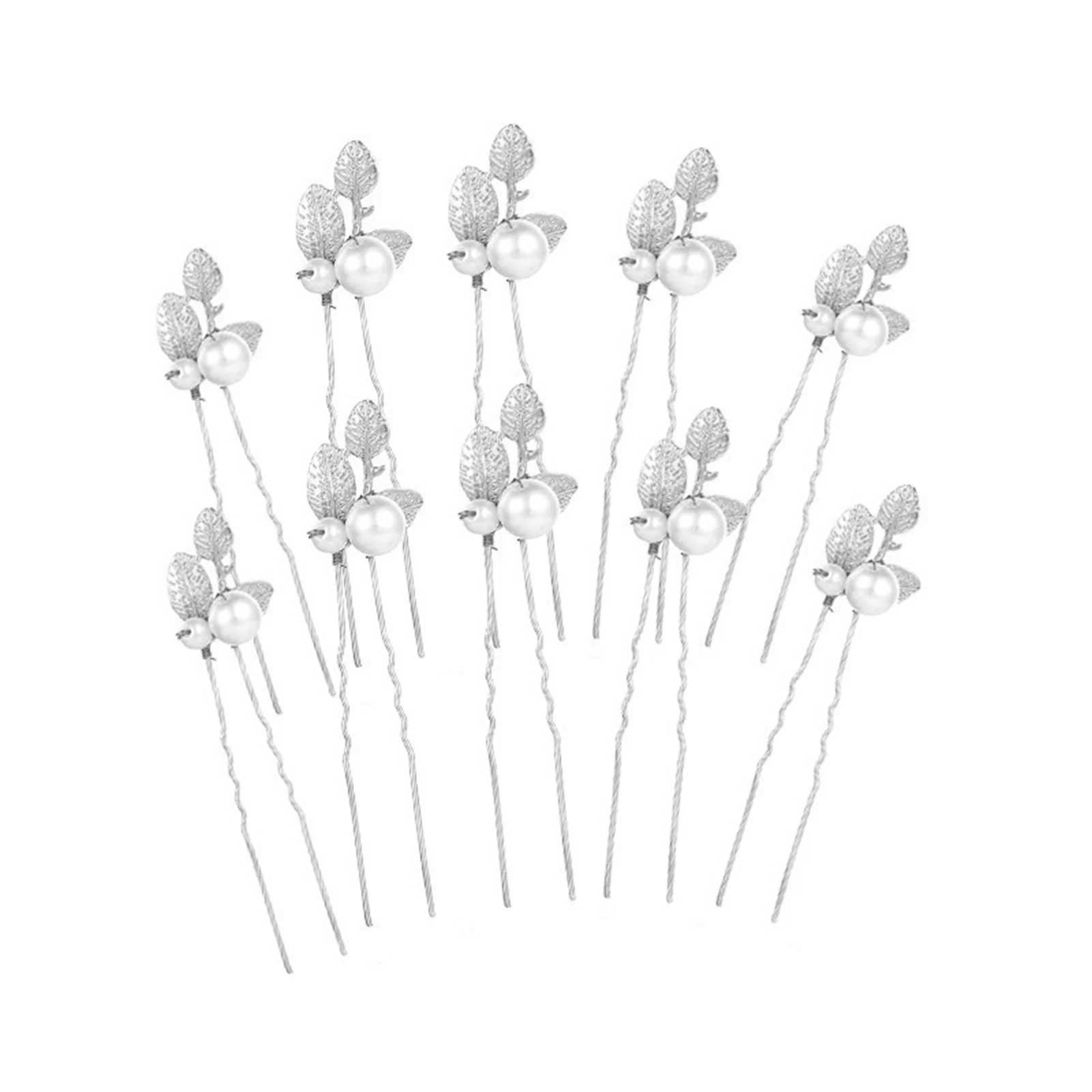 5pcs Leaf U-shaped Hairpin Wedding Hair Accessories Golden Pearl Hair Bride Tiara Marrige Hair Jewelry Marriage Bijoux For WomenX240913