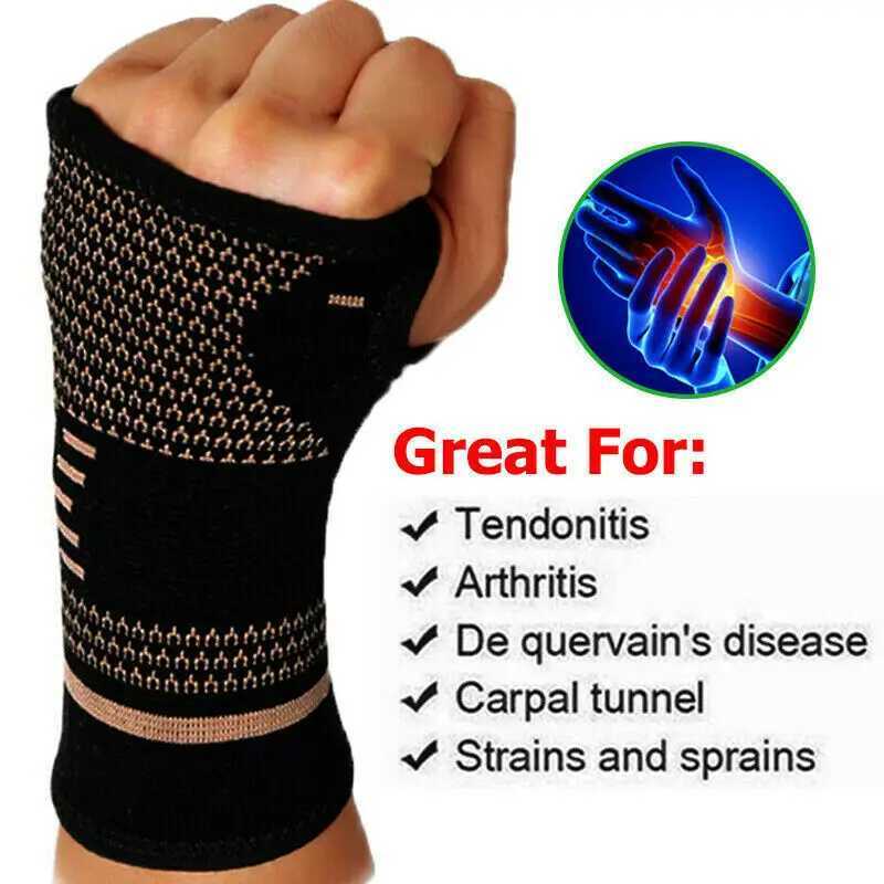 Wrist Support Copper Gym Wrist Support Professional Sports Wristband Safety Compression Gloves Wrist Protector Arthritis Sleeve Palm Bracer z240913