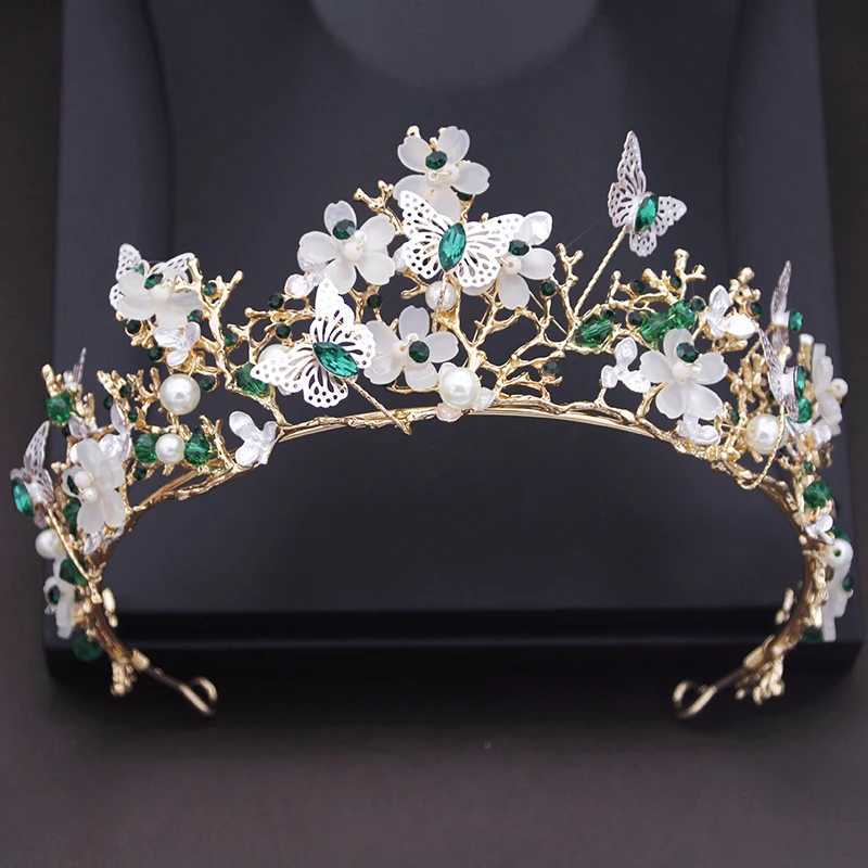 Princess Flower Wedding Crown Rhinestone imitation Pearls Butterfly Tiaras Hairband Bridal Prom Hair Jewelry Bride AccessoriesX240913