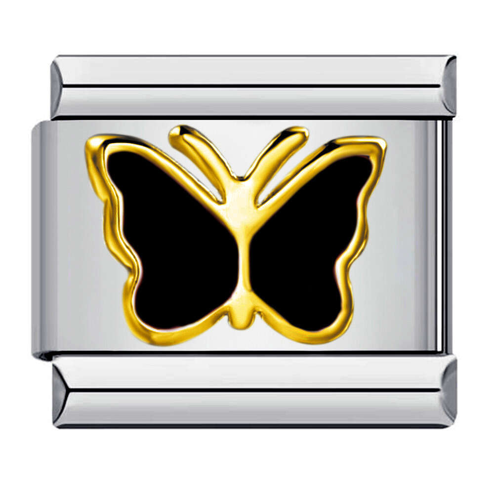 Titanium Steel Love Butterfly Stamping Pattern Color enamel DIY Module Bracelet Italian Charm Links Stainless Steel Fit 9Mm Bracelet Jewelry DIY Makin