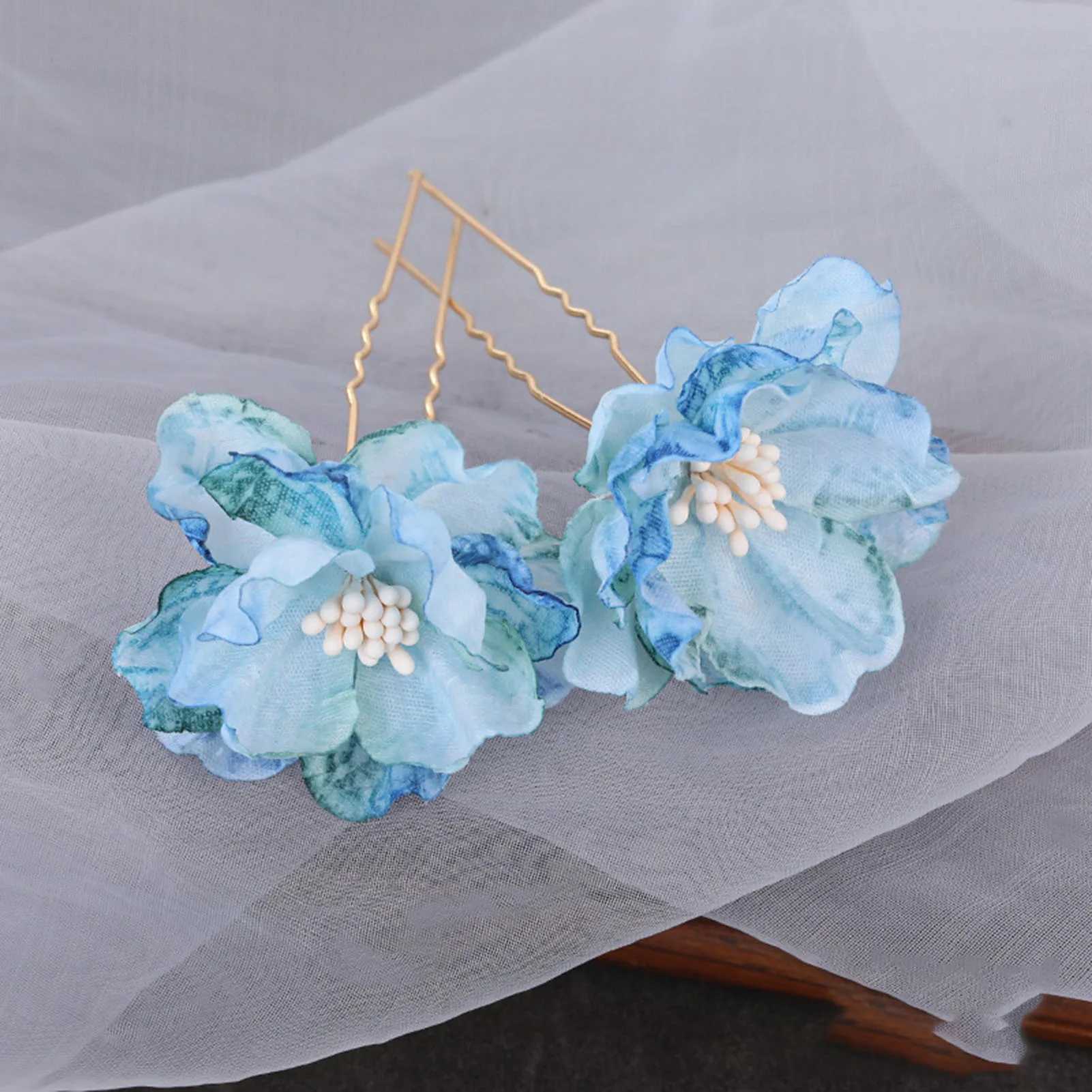 Floral Hairpin Forks Chinese Hanfu Hair Accessories For Women U-shaped Hair Clip Fork Vinatge Wedding Hair Jewelry Retro CrownsX240913