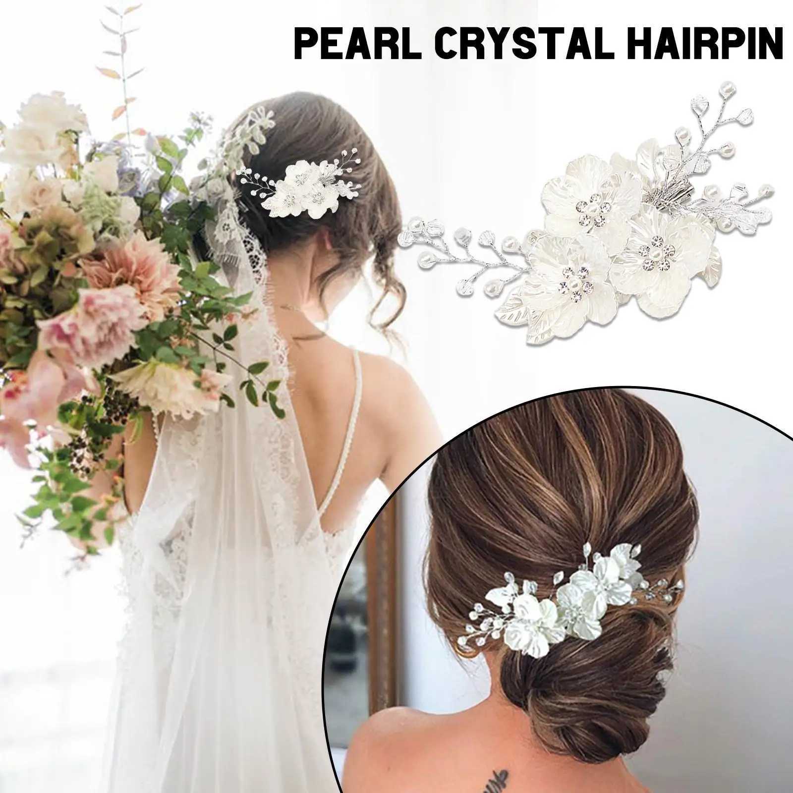 New Crystal Pearl Flower Hair Clip Floral Style Barrette Bride Hair Jewelry Bridesmaid Wedding Bridal Hair AccessoriesX240913