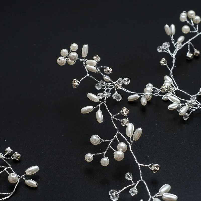 Brial Hair Jewelry Crown Headpiece Pearl Crystal Leaf Bride Tiaras Wedding Vine Hair Accessories headdress Headbands HairdressX240913