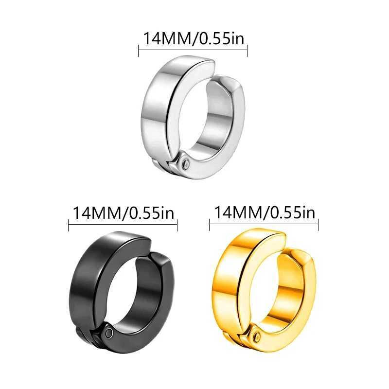 1/3 Pair Classic Korean Punk Stainless Steel Ear Clip Earrings for Men Women Black No Pierced Fake Ear Circle New Pop JewelryX240913