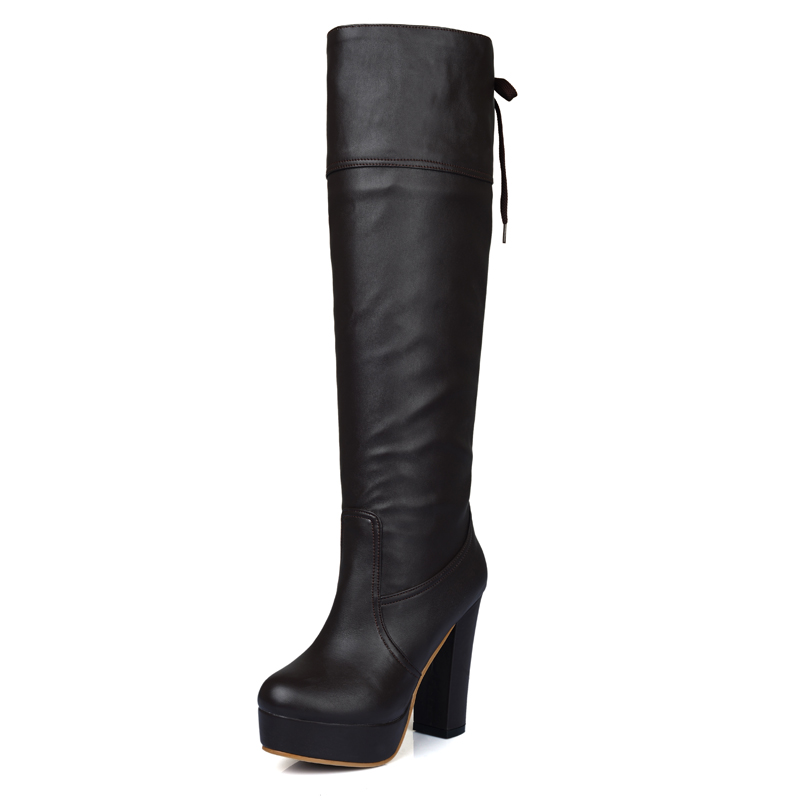 Women's Fashion Winter Boots Platform Sexy Soft Knee Boot Female High Heels Designer Long Shoes Lady Large Size 48 16f8