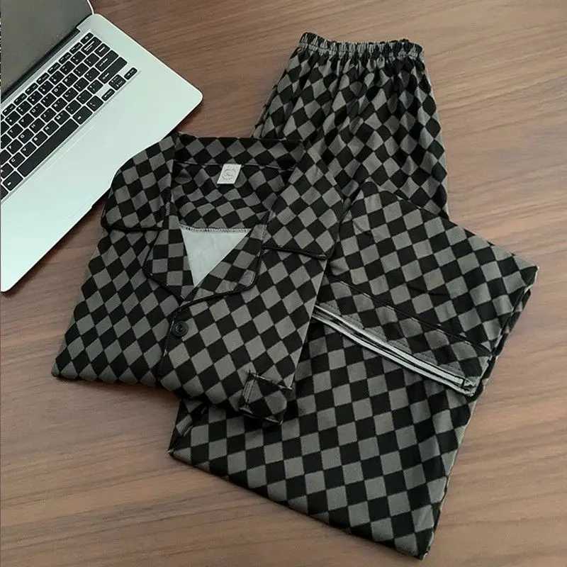 Latest Cartoon Pajamas Men Long Sleeve Nightdress Spring Autumn Youth Sleepwear Loose Casual Loungewear Set Lapel Print Pyjamas Y240913