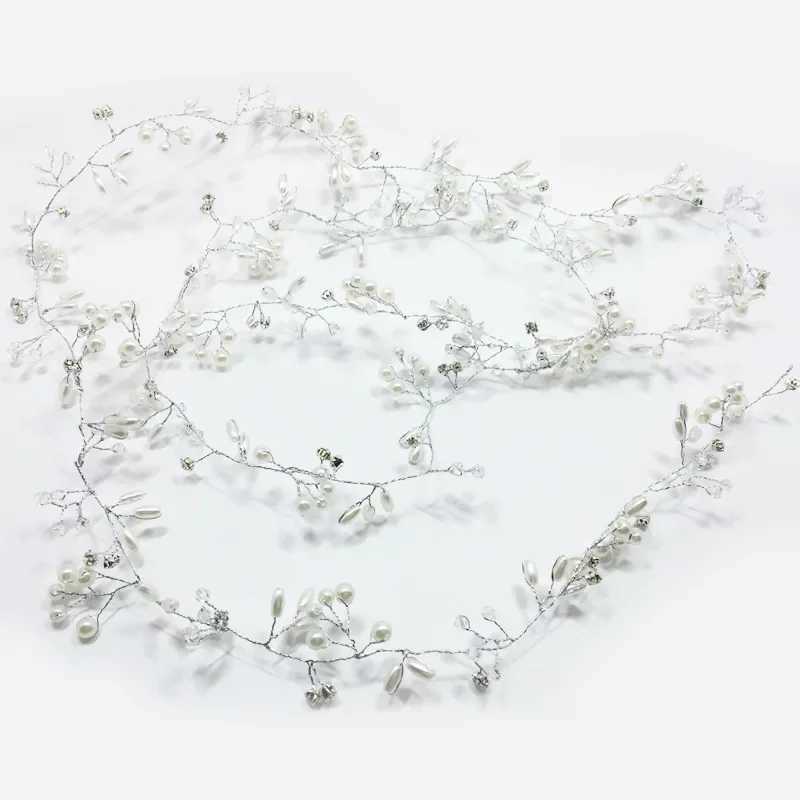 Bridal Wedding Crystal Bride Hair Accessories Pearl Flower Headband Handmade Hairband Beads Decoration Hair Comb For WomenX240913