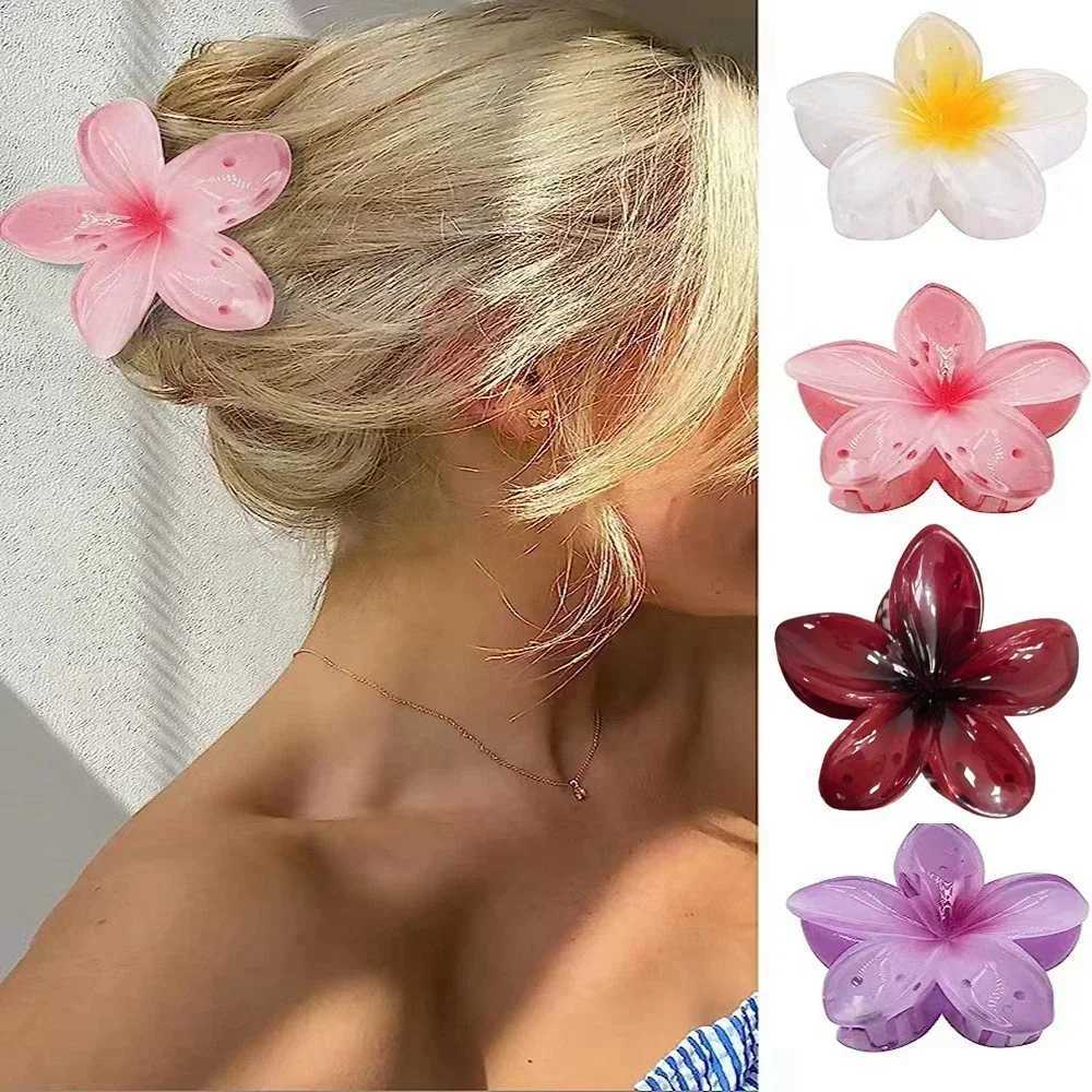 LATS Red Flower Hair Clips for Women Trendy Sweet Hair Claws Crab Clamp Barrettes Mujer Hawaiian Headwear Girls Hair AccessoriesX240912