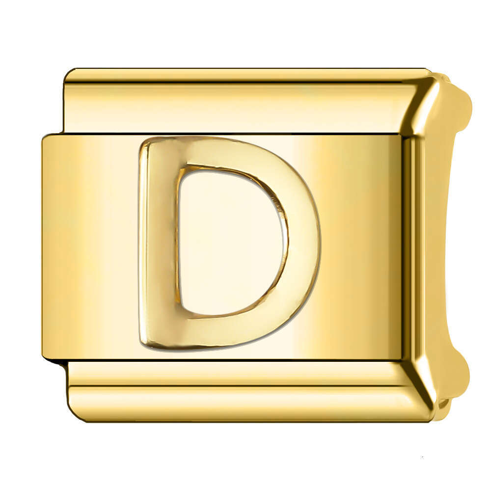 New Women's Gift Gold plated 26 letters Bead Italian Charms Links Bangle Beads Fit 9mm Stainless Steel Bracelet Making DIY For Women Fashion Jewe