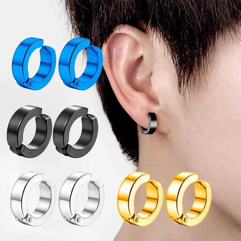 1 pair Fashion Ear Clip Non Piercing Earrings Fake Earrings for Men Circle Round Earring Punk Rock Style Jewelry GiftX240913