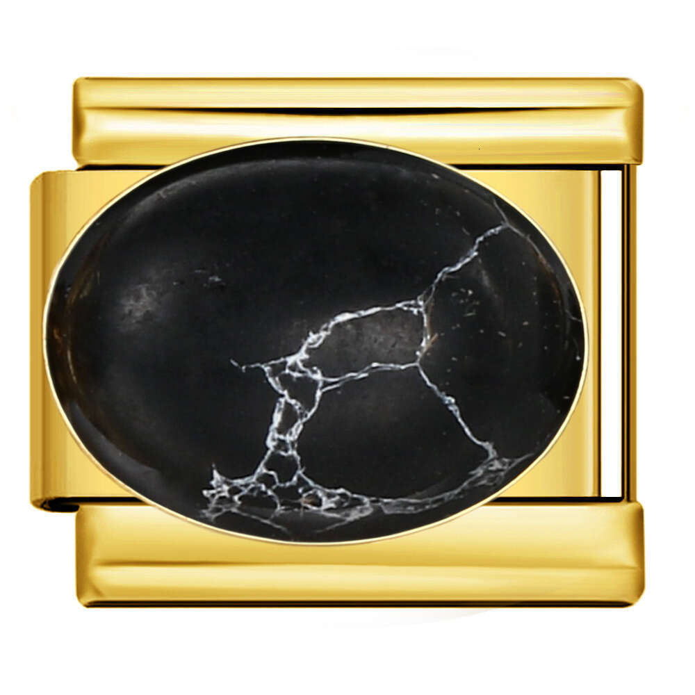 Stainless Steel Welding Elliptical Colored Stone DIY Elastic Bracelet Accessories Italian Charm Links Stainless Steel Fit 9mm Bracelet Jewelry DIY Mak