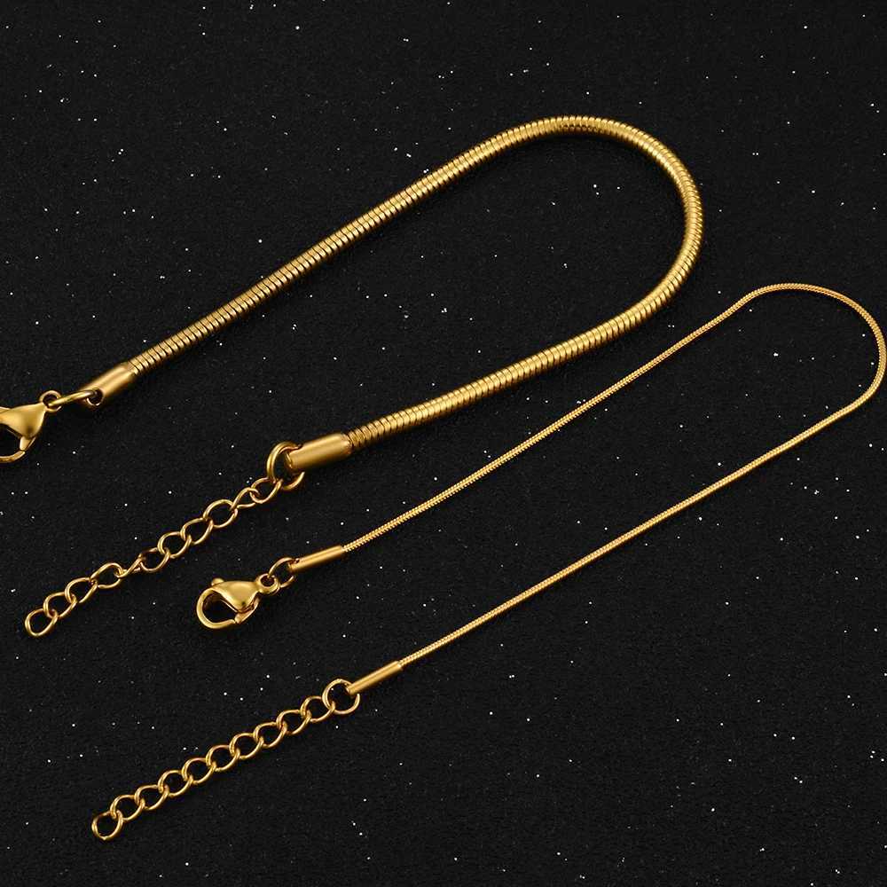 Width 1mm/1.5mm/2.4mm Stainless Steel Gold /Silver Color Snake Tiny Chain Bracelet Extender 3cm Women Men Fashion Jewelry GiftX240913