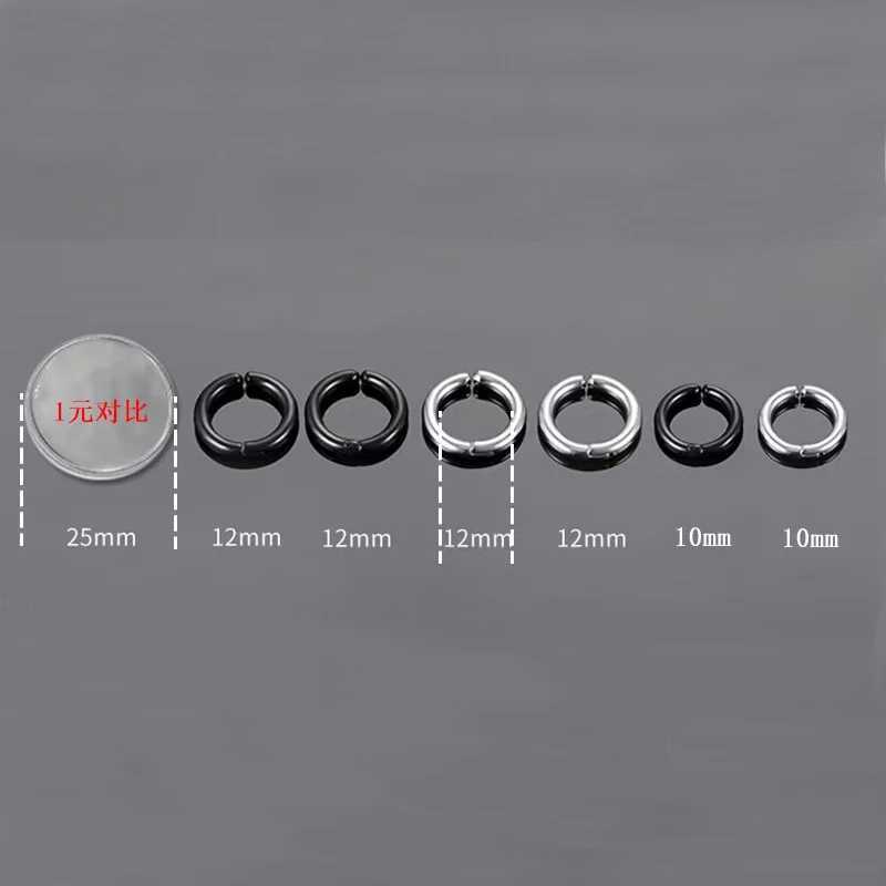 1 Pair Non-Piercing Fake Hoop Earrings Classic Punk Stainless Steel Circle Hoops Clip On Ear Earrings for Women Men Without HoleX240913