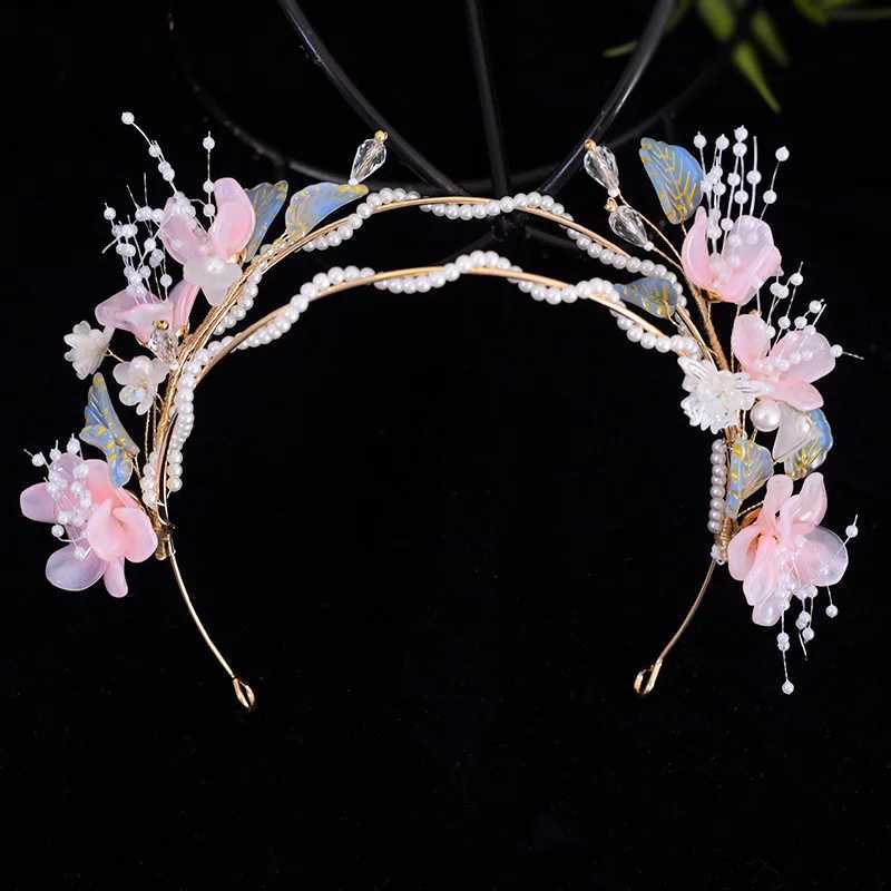 Pearl Hairband Chinese Hanfu Hair Accessoreis Floral Long Tassel Headband Vintage Wedding Hair Hoop Fairy Hair Jewelry For WomenX240913