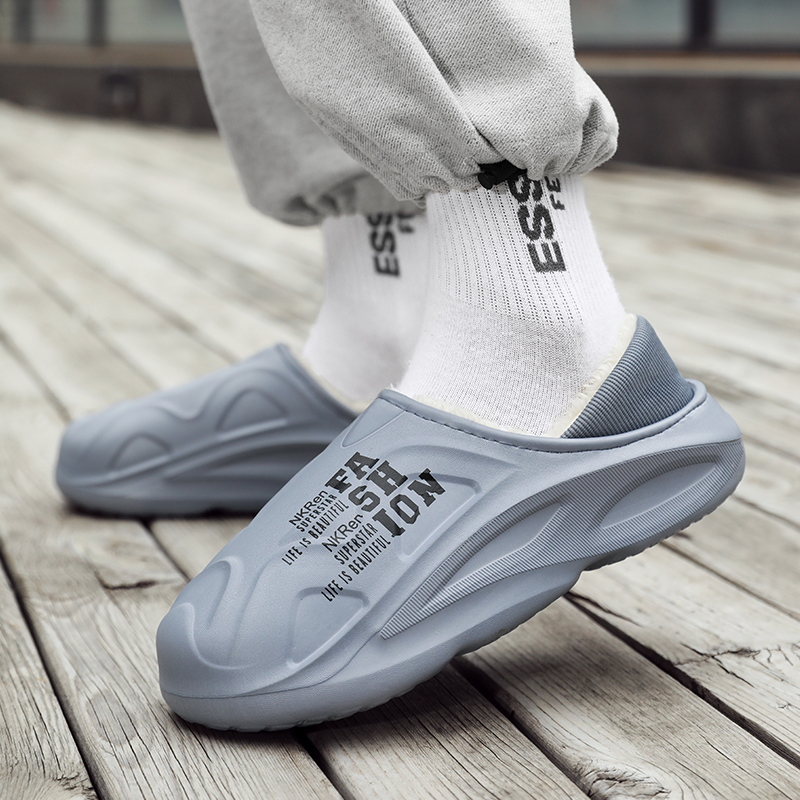 Winter Men Women Warm Slippers Plush Cotton Slippers Outdoor Indoor Home Non-Slip Shoes Men's Bedroom Warm Shoes Big Size 46 47