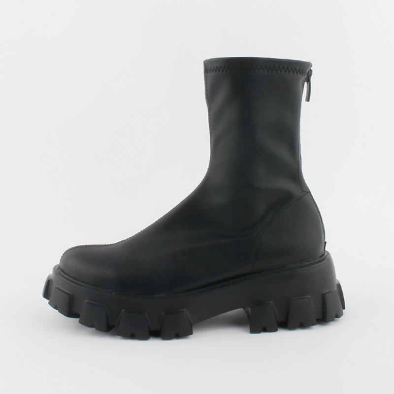 2024 Winter Women Stretch Ankle Zippe Lace-up Platform Boots black motorcycle boots modern women shoes e87b