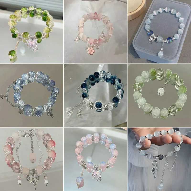 Korean fashion bead crystal charm bracelet for women INS flower star bow knot tassel bracelet friendship jewelry gift W240913