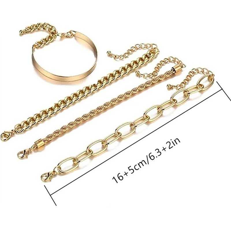 HNSP 4-piece Stainless Steel Bracelet Set For Women Jewelry Female Hand Chain AccessoriesX240913