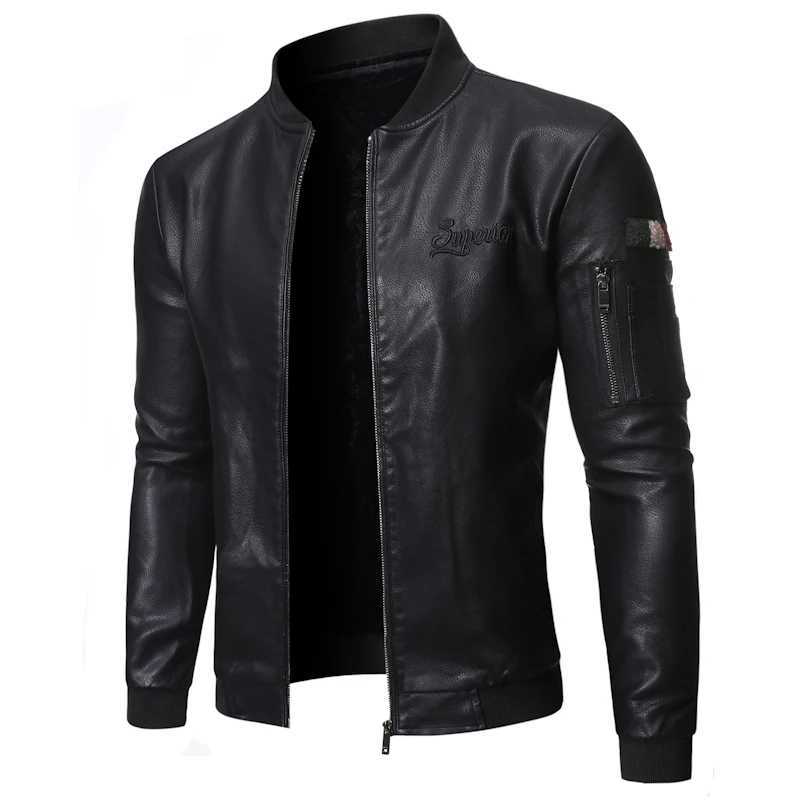 2023 Brand Clothing Men slim fit Leather Jacket Motorcycle Faux Leather Jackets couro Winter Coat Men Warm PU Jackets S-3XLX240913