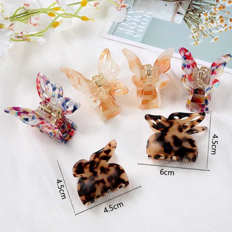 Fashion Hair Clips for Girls Hair Claw Elegant Colorful Butterfly Shape Acetate Hair Clip Women Crab Hair Clip Hair AccessoriesX240912