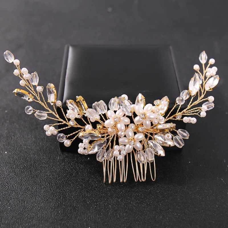 Crystal Rhinestone Flower Pearl Hair Comb Headband Tiara Hairpin For Women Bride Party Wedding Bridal Hair Accessories JewelryX240913