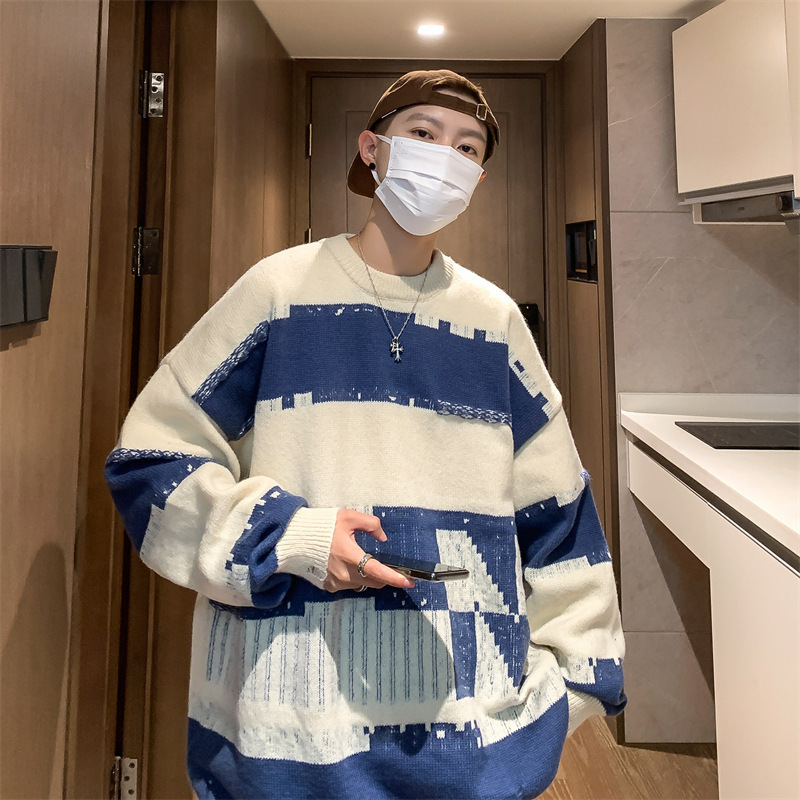 Men Sweaters Sweater Japanese Lazy Retro Mens Autumn Winter Vintage Coat Trendy Brand Knitted Sweater Mens crew neck sweater