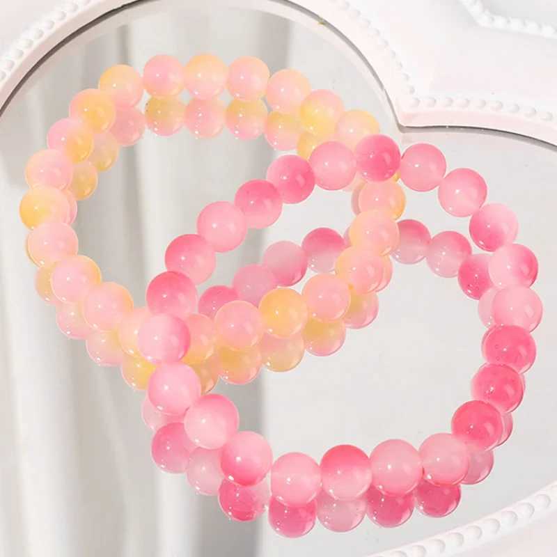 Fashion Pink Crystal Quartz Natural Stone Bracelet Elastic Spiritual Healing Energy Chain Bracelet Jewelry Beads Lover Gift W240913