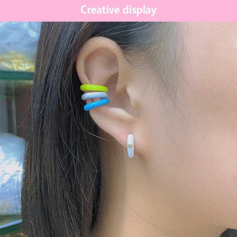 ZHUKOU 1 piece C shape Enamel Ear cuffs for women/men 2020 NEW popular Clip-on earrings fake piercing earring Jewelry VE273X240913