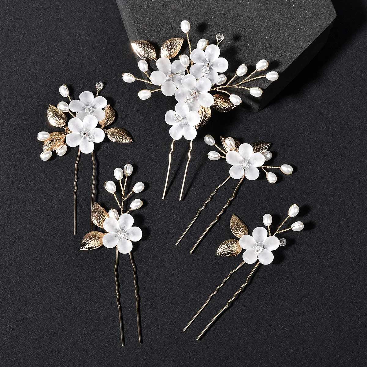 5 Pcs Crystal Pearl Flower Hair Clips Elegant Headwear For Women Precious jewels Bridal Wedding Hair AccessoriesX240913