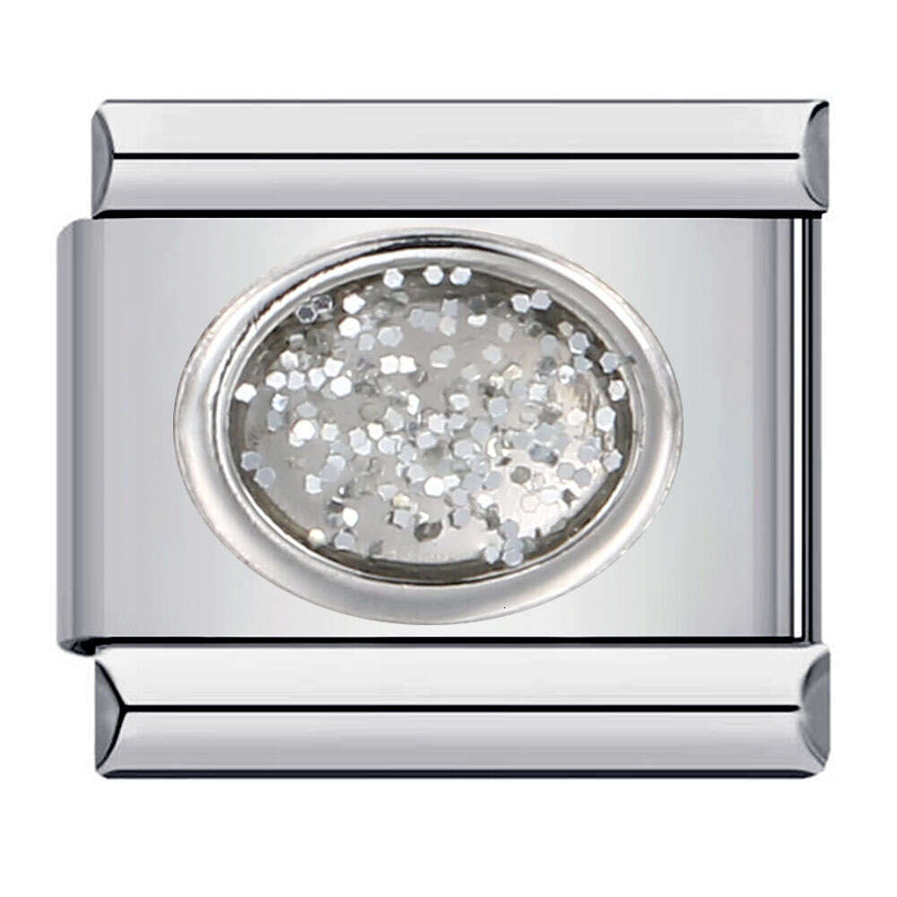 Stainless Steel Elliptical Stamping Pattern Color Drip Oil DIY Module Bracelet Italian Charm bracelets