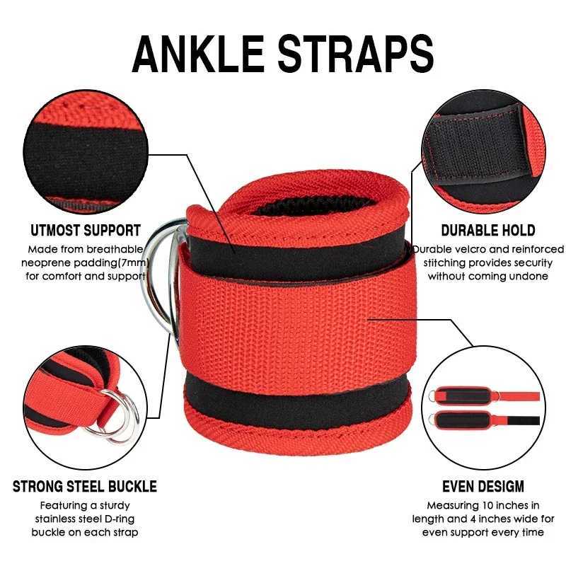 Gym Ankle Straps Double D-Ring Adjustable Neoprene Padded Cuffs Ankle Weight Leg Training Brace Support Sport Safety Abductors Y240913