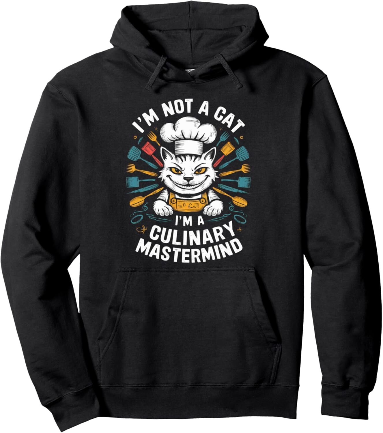 Hoodie for Mens Womens Culinary Mastermind Chef Cat Funny Cooking Foodie Kitchen Pullover Hoodie Graphic Hoodies sweatshirt Pullover Long Sleeve