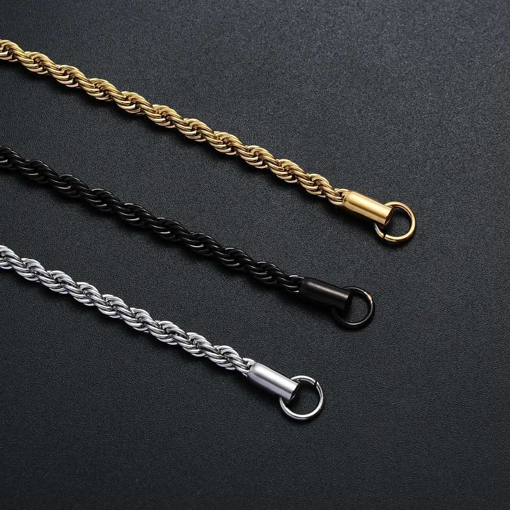 316L Stainless Steel Golden Black Twisted Rope Chain Bracelet for Men and Women Fashion Gift Jewelry Wholesale Price XJ250707