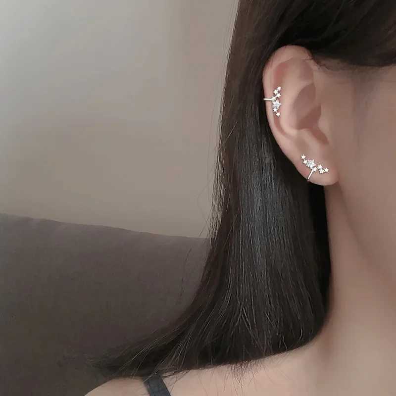 Silver Color Simple Punk Metal Zircon Ear Cuff Clip on Earrings for Women No Pierced Crystal Star Earcuff Ear Wrap Clips JewelryX240913