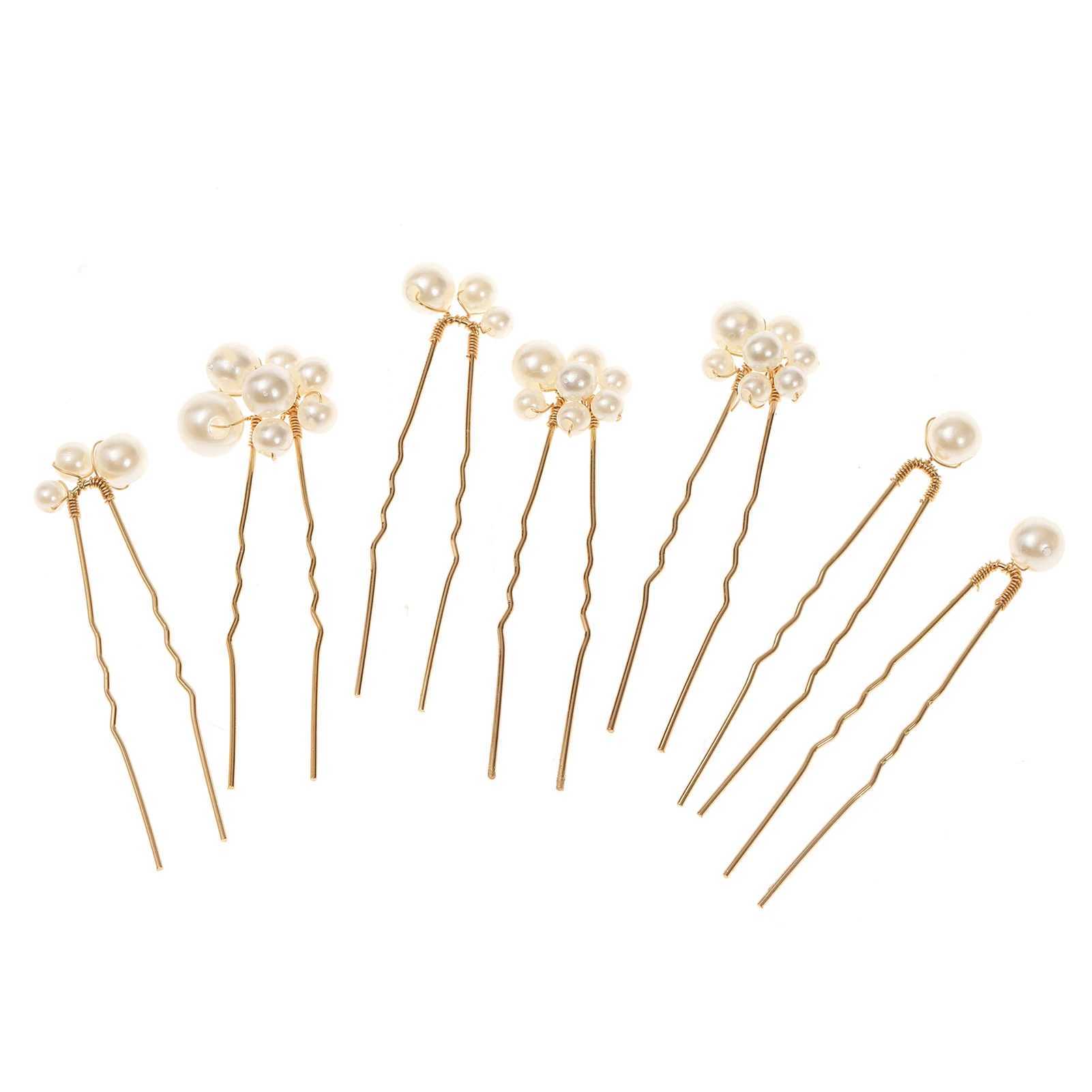 7pcs Pearl U-shape Hairpin Fashion Tiaras Wedding Hair Accessories For Women Simple Bridal Marrige Hair Jewelry Marriage BijouxX240913