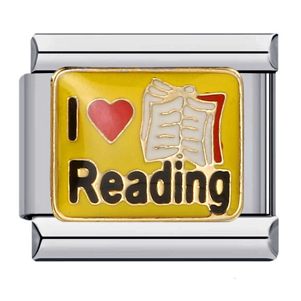 New Titanium Steel Gold Plated Welding Drip Oil DIY Module Italian Charm Bracelet Italian Charm Bracelet Fit 9mm Bracelet Jewelry DIY Making Gifts