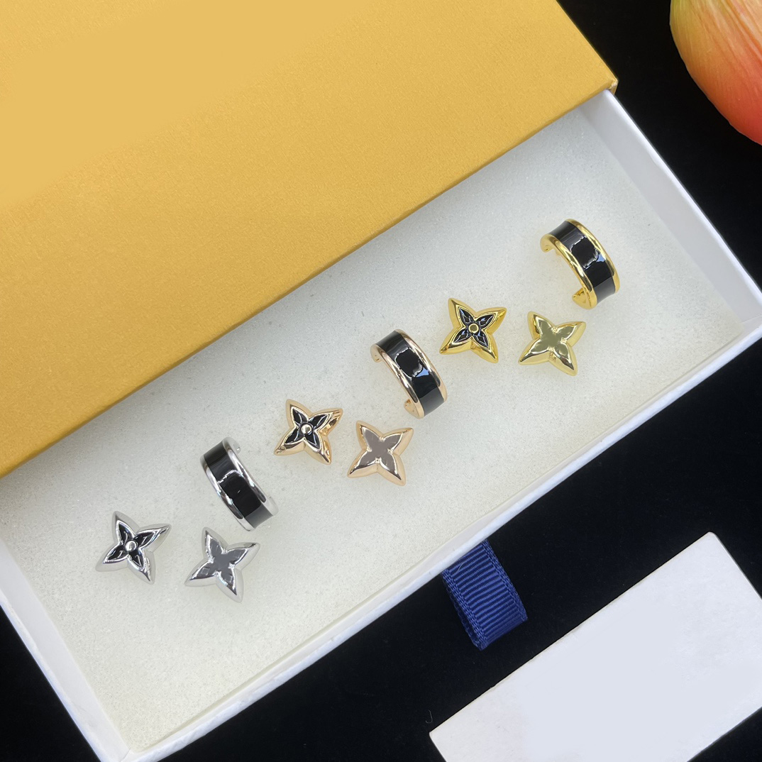 Designer Earrings Luxury Brand Letter Clover Charm Earrings 18K Gold S925 Silver Plated Ear Stud Hoop Earring For Women Men Party Fashion Jewelry Gift 3pcs/set