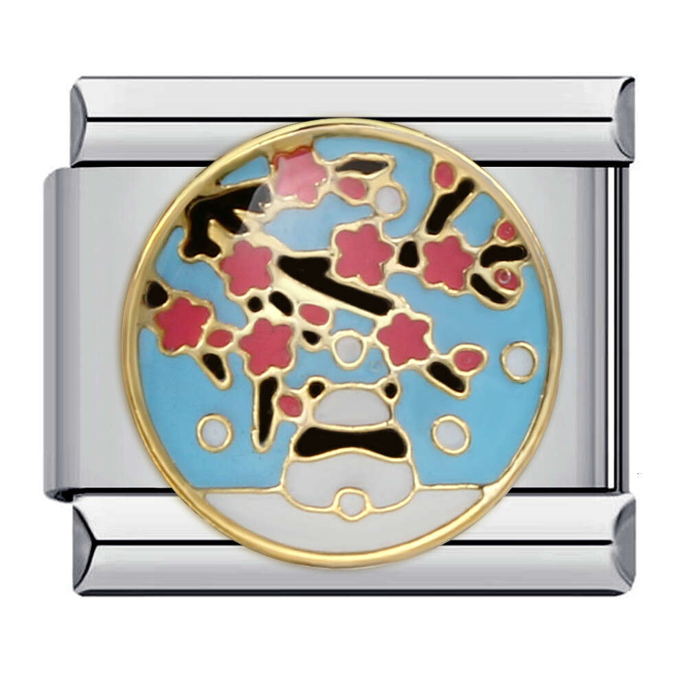 Small Animal Cartoon Titanium Gold Plated Enamel DIY Bead Italian Charm Bracelet Links Stainless Steel Fit 9Mm Jewelry Making Gifts